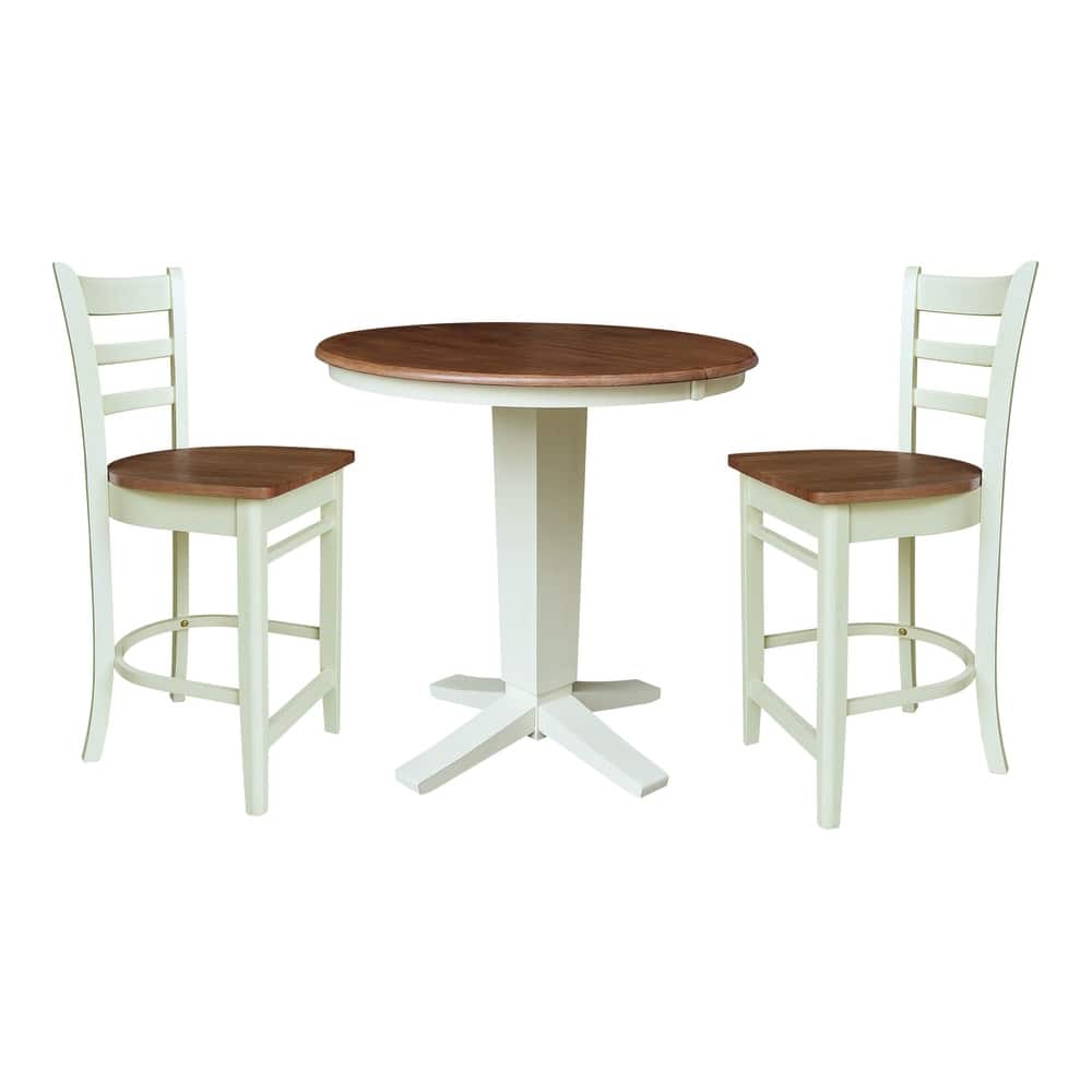 36 in Round Counter Height Extension Dining Table with 12 in Leaf and Stools