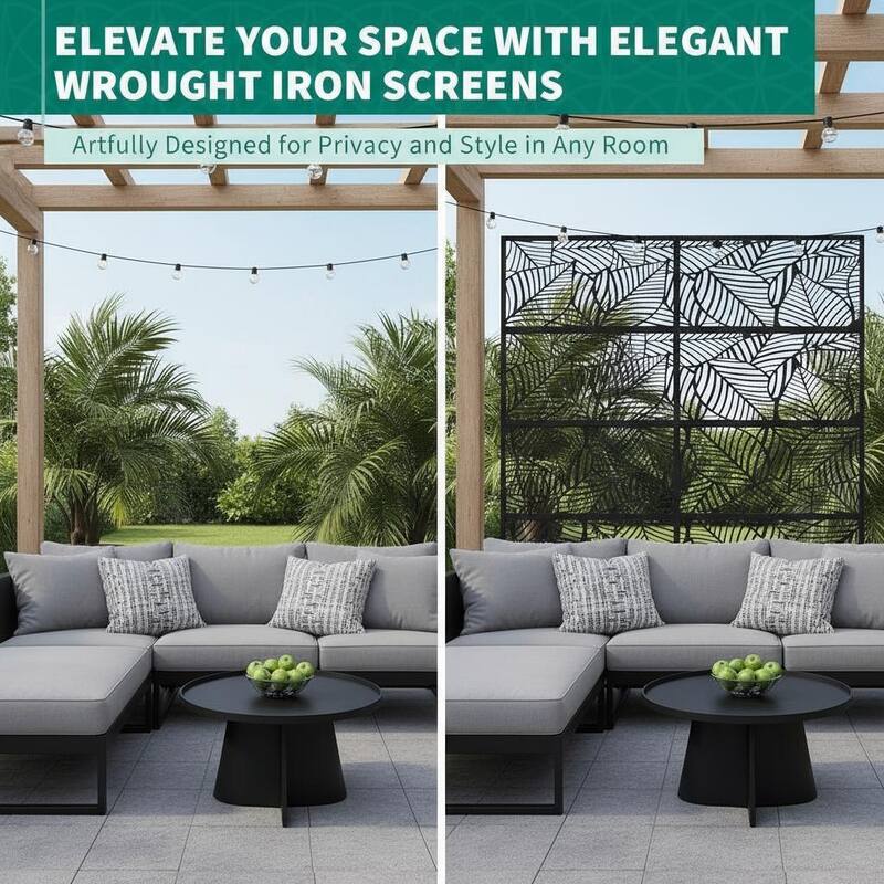 70" H Decorative Metal Garden Fences, Rust-Proof Scroll Design