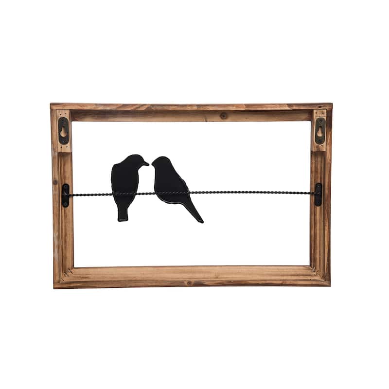 Foreside Home & Garden 18 x 12 inch Rustic Birds On A Wire Wood And Metal Wall Décor