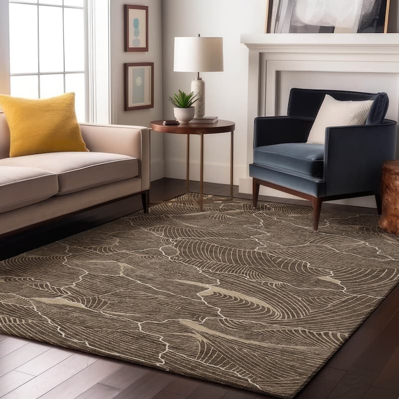 Premium Washable Super Soft Contemporary Puzzle Mayfield Rug - Brown - 10' x 14'
