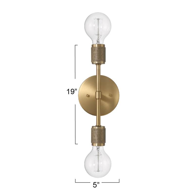 Maxim Metal Exposed 2-Bulb Wall Sconce - 6.4"L x 5.0"W x 19.0"H