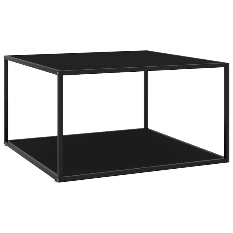 vidaXL Coffee Table Black with Black Glass 35.4"x35.4"x19.7" - 35.4" x 35.4" x 19.7"