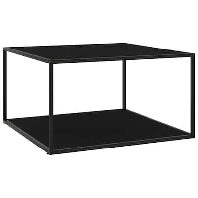 vidaXL Coffee Table Black with Black Glass 35.4"x35.4"x19.7" - 35.4" x 35.4" x 19.7"