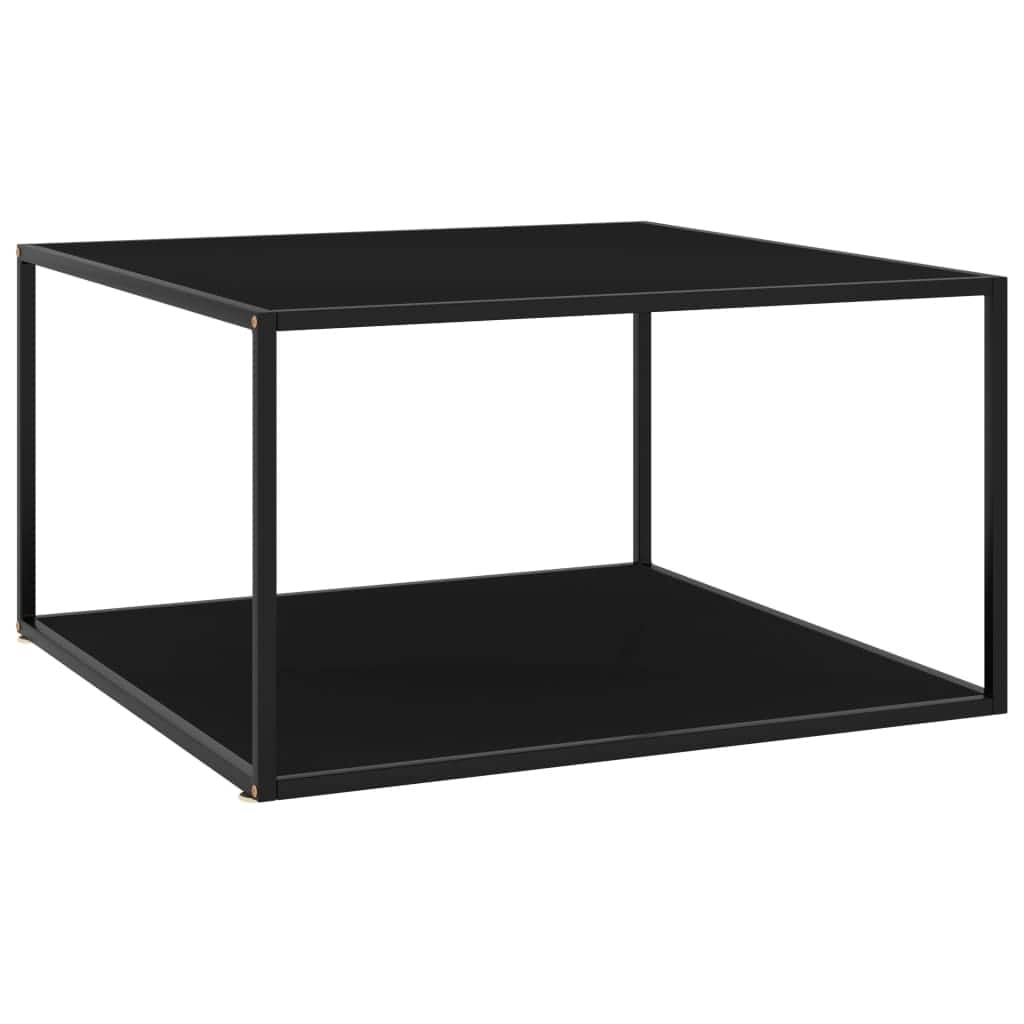 vidaXL Coffee Table Black with Black Glass 35.4"x35.4"x19.7" - 35.4" x 35.4" x 19.7"