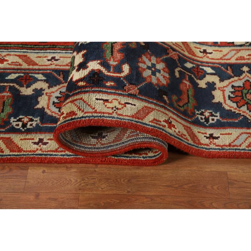 Orange Heriz Serapi Oriental Area Rug Hand-Knotted Wool Carpet - 9'0" x 11'10"