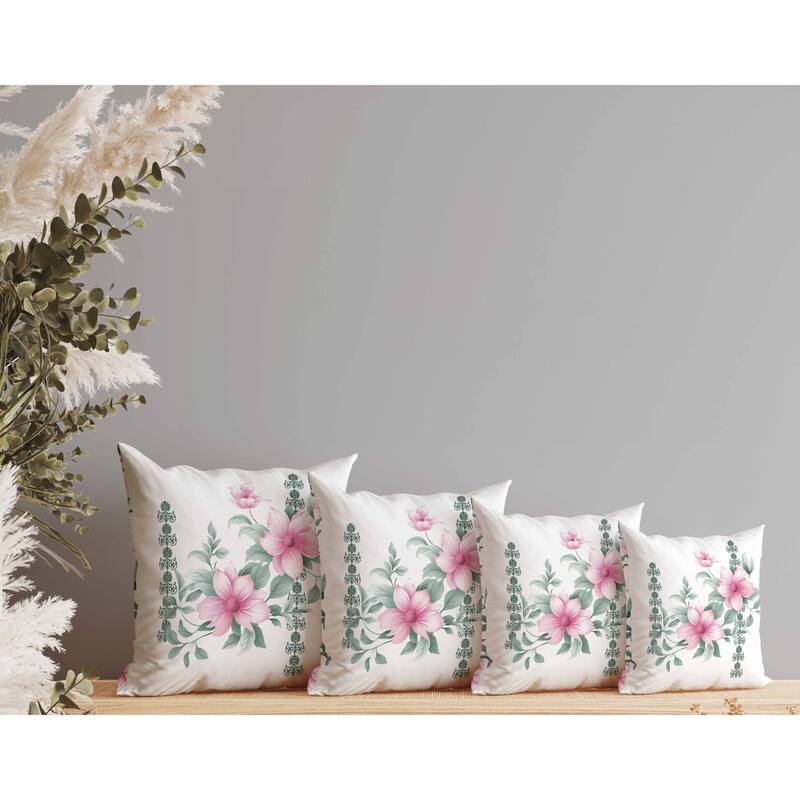 Petal Perfection Faux Suede Reversible Throw Pillow White and Green