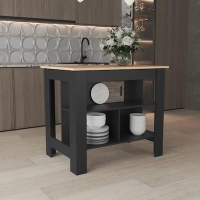 Kitchen Island 35.4" H, with 3 Shelves