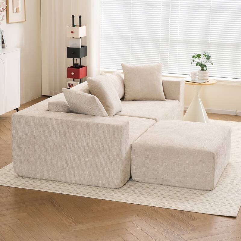 Modular L-Shaped Cloud Sofa, Soft Chenille Cushion, No Assembly Needed