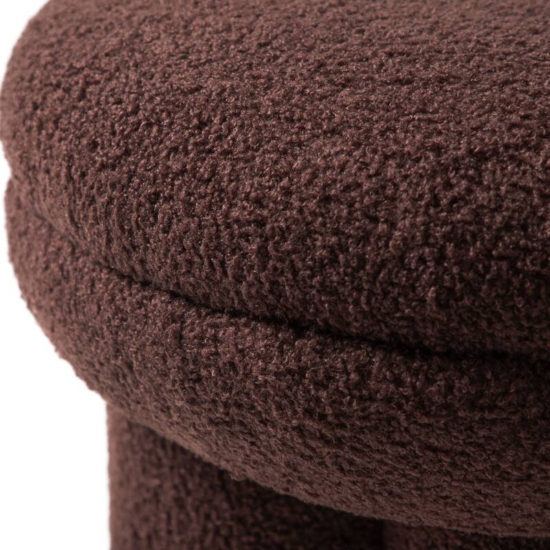 24/7 Shop At Home Modern Boucle Upholstered Ottoman with Tri-Pillar Pedestal