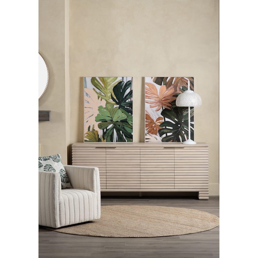 80.12 in. Cream Solid Wood 4 Door Media Credenza_Sideboard