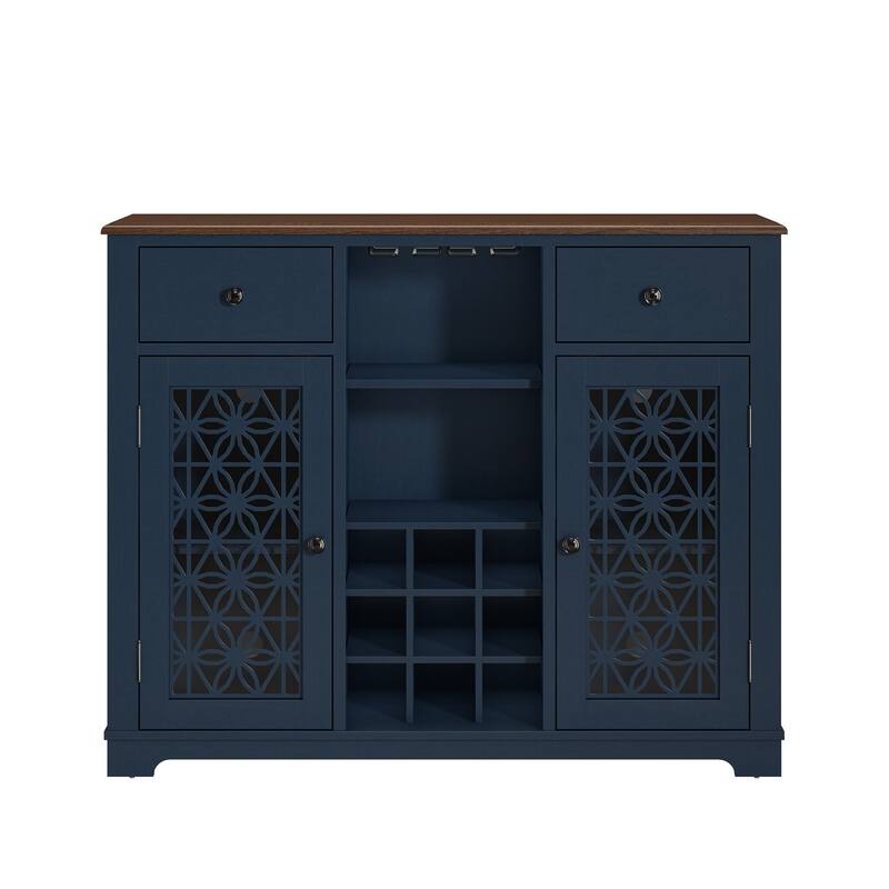 47" Stylish Wine Cabinet with Metal Wine Glass Rack - 47" in Width