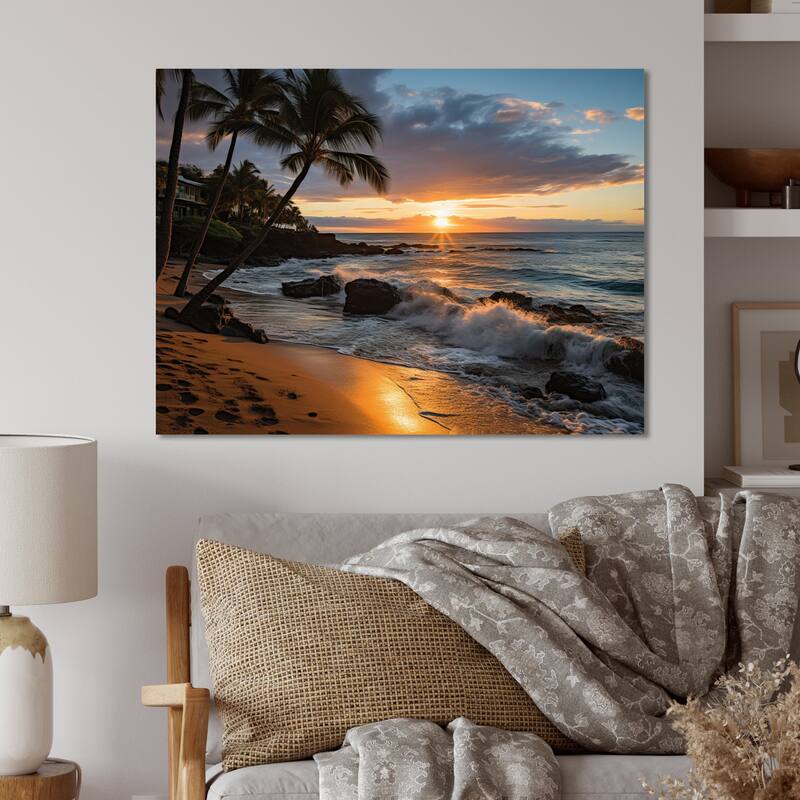 Designart "Aloha Tropical Dreamscape I" Maui Metal Wall Art