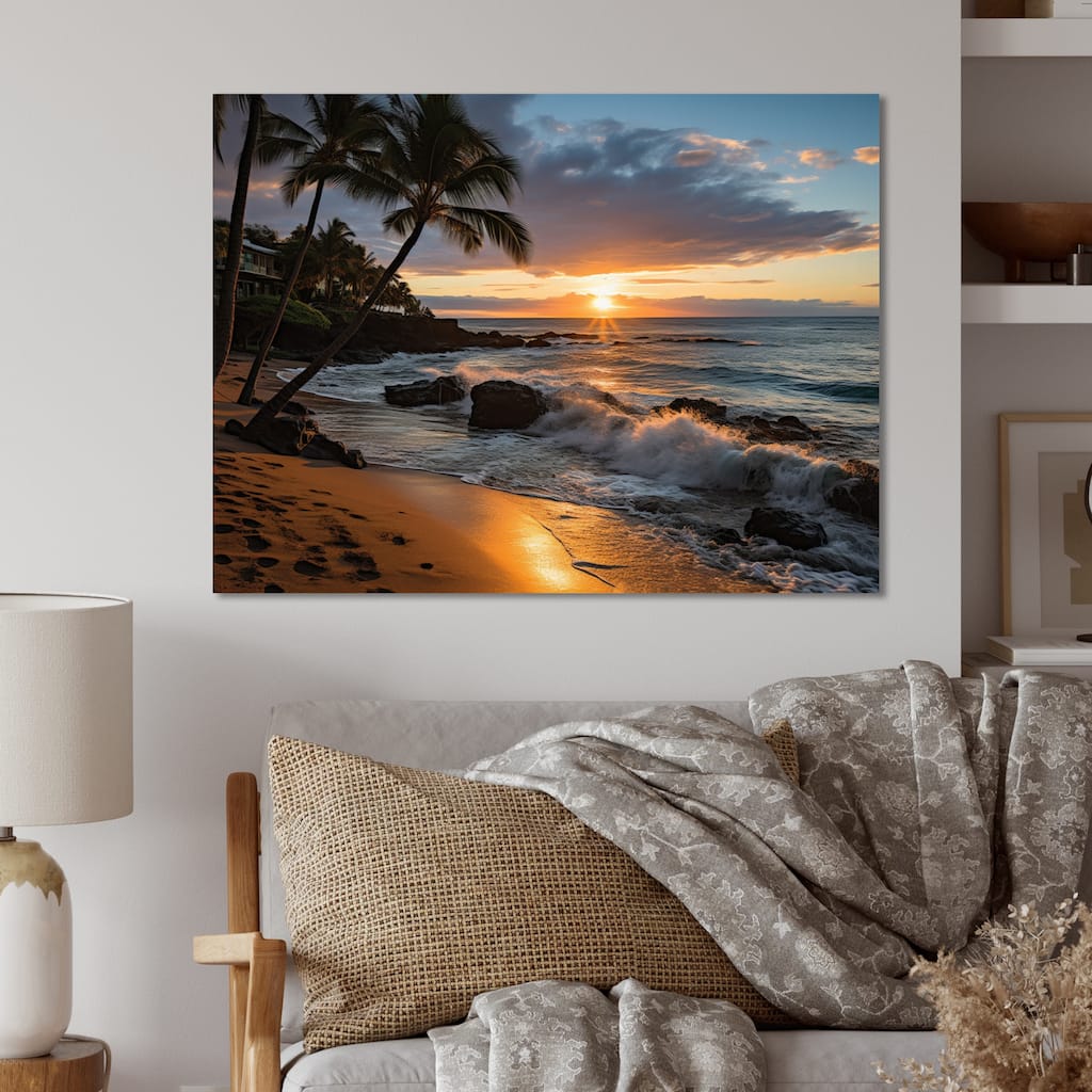 Designart "Aloha Tropical Dreamscape I" Maui Metal Wall Art