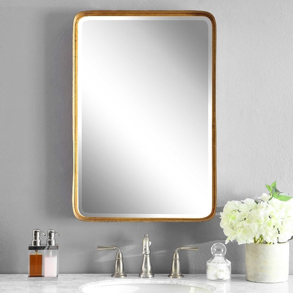 slide 2 of 7, Uttermost Crofton 30" X 20" Rectangular Deep Frame Gold Vanity Antiqued Gold Leaf