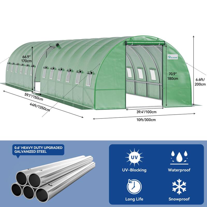 Moasis Greenhouse with Reinforced Steel Frame PE Cover