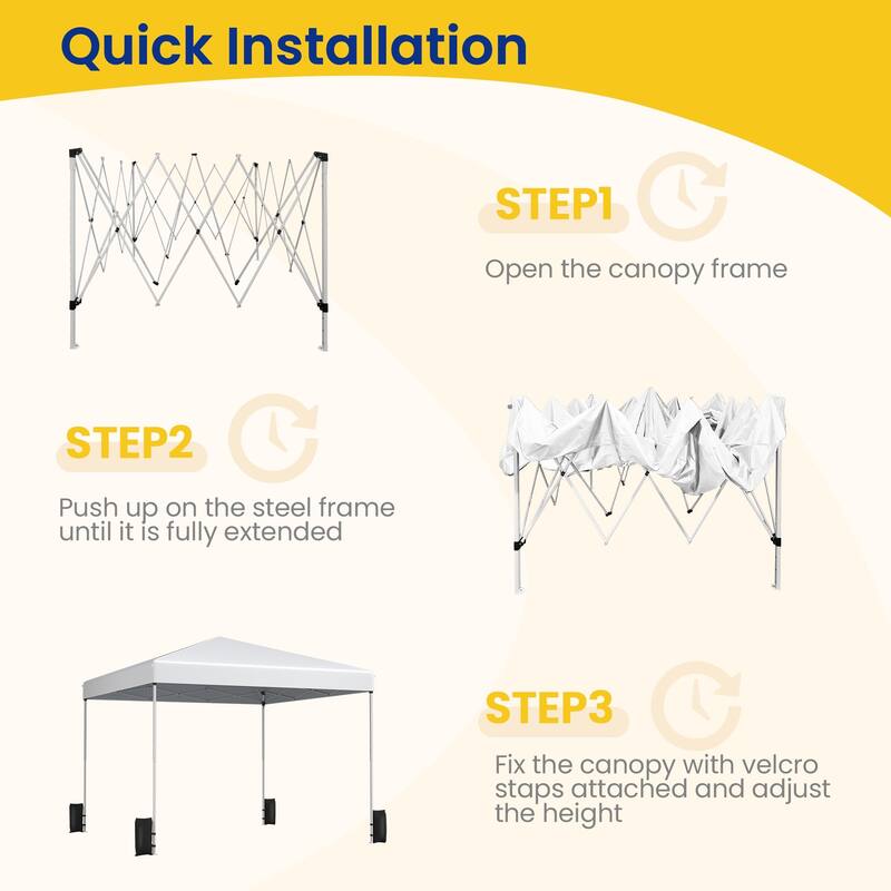 Pop Up Canopy Tent – Outdoor Shade Gazebo with Storage Bag & Sandbags,Easy Setup Canopy for Patio, Camping, Beach