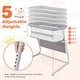 preview thumbnail 7 of 7, Gray Metal Fabric Mesh Baby Bassinet Bedside Sleeper with Adjustable Height and Storage Pockets - 37" x 27.5"