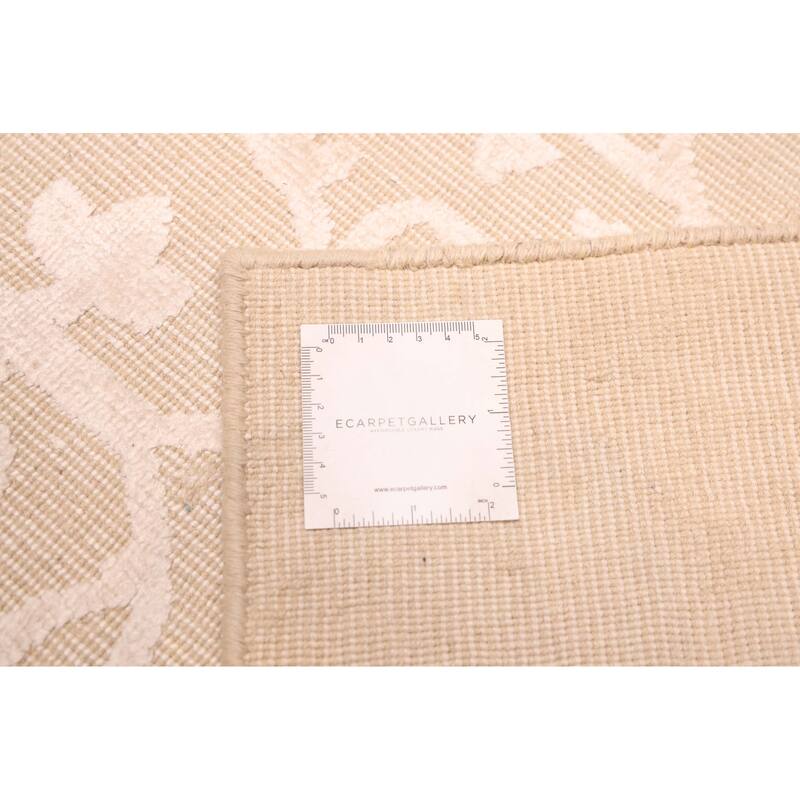 ECARPETGALLERY Hand Loomed Elysian Beige, Ivory Viscose, Wool Rug - 8'3 x 11'10