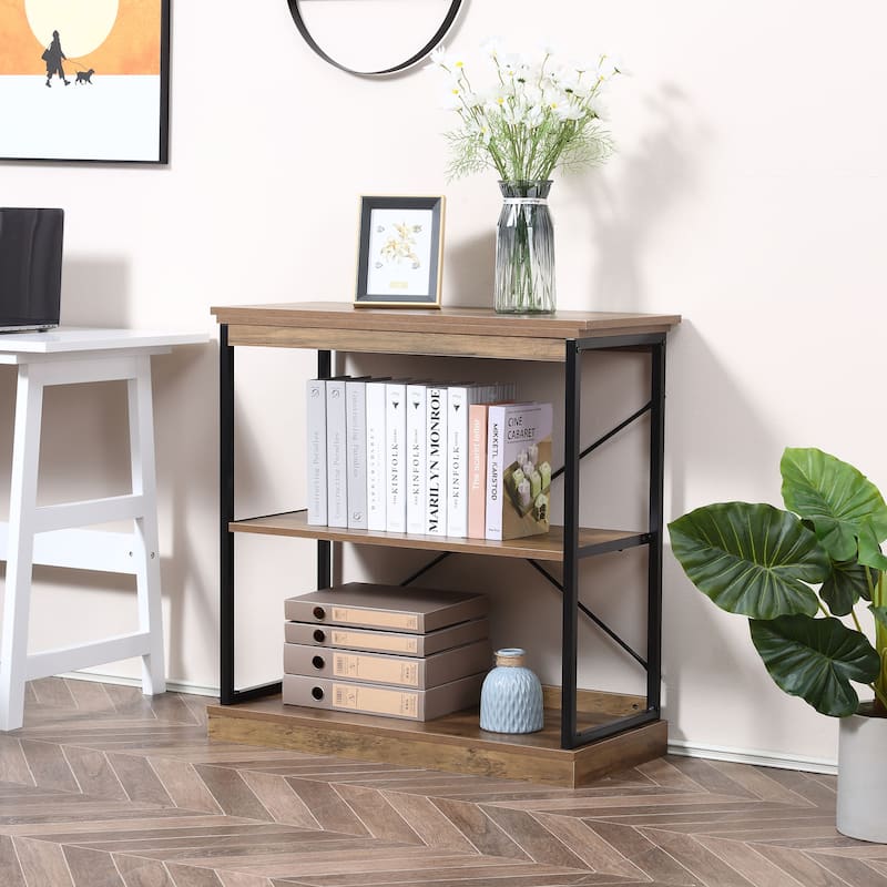 HOMCOM 2/4-Tier Industrial Style Storage Steel Wooden Shelf with a Robust Multi-Functional Design, Tall Organizer