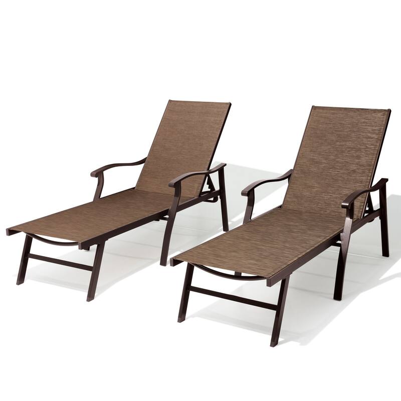 VredHom Outdoor Aluminum Adjustable Chaise Lounge (Set of 2)