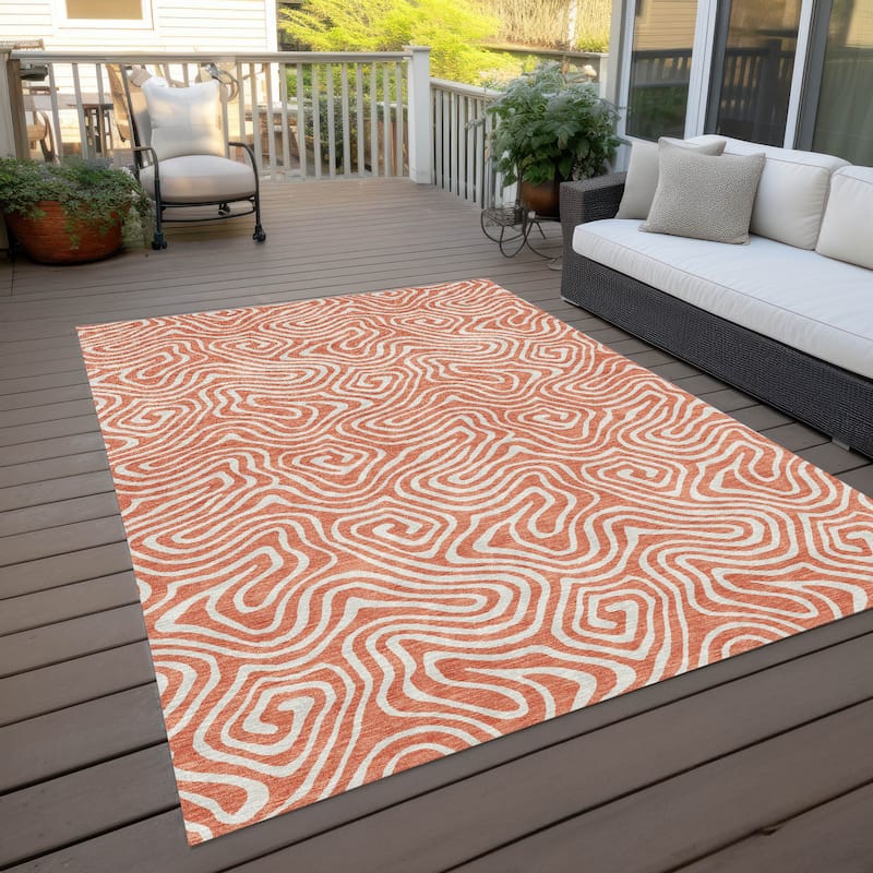 Machine Washable Indoor/ Outdoor Modern Trance Chantille Rug