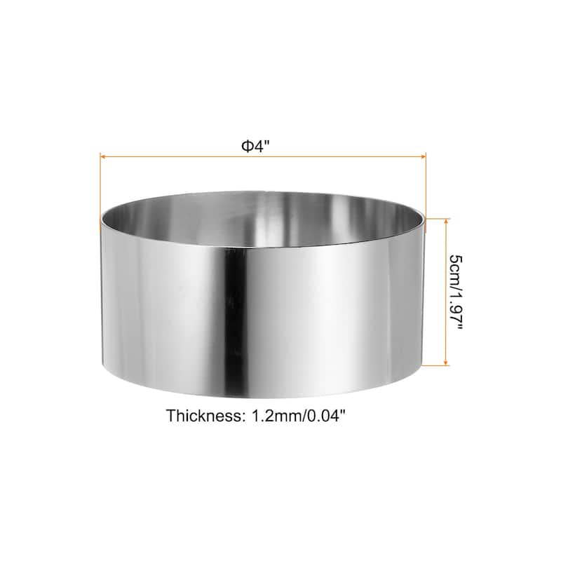 Round Cake Ring Stainless Steel Pastry Mousse Dessert Ring - 4 x 2 Inch