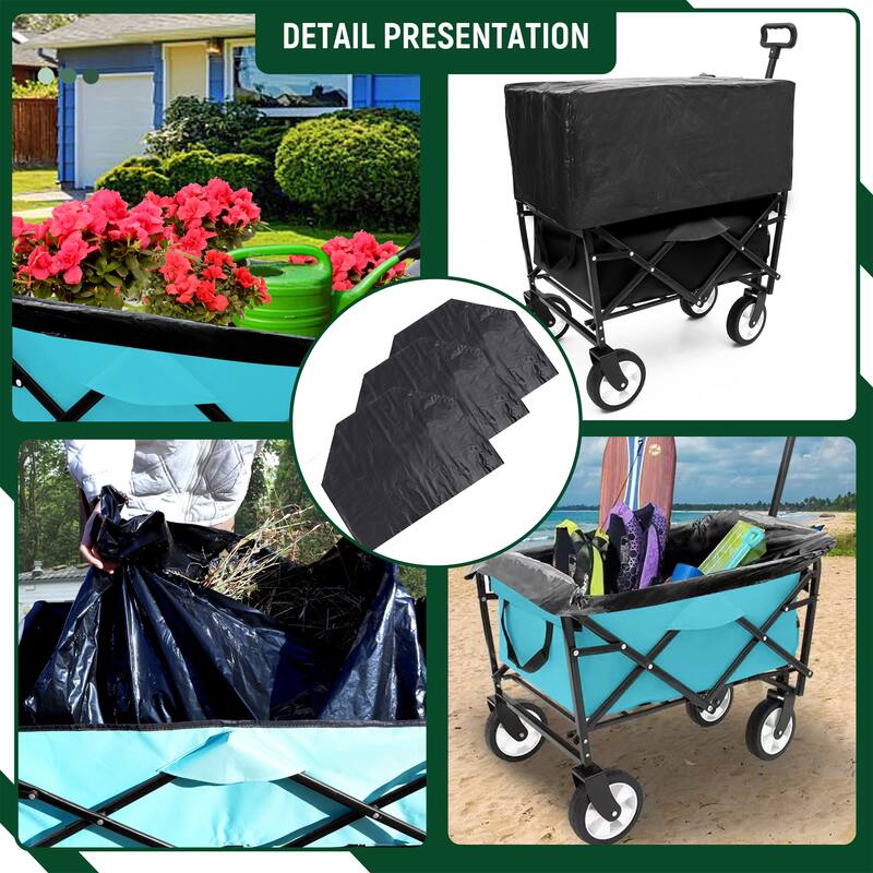 Multi-Use Foldable Wagon with 3 Liner Bags - Heavy Duty Utility Cart