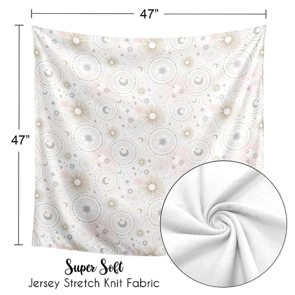 Star and Moon Collection Girl Baby Swaddle Receiving Blanket - Blush Pink, Gold, and Grey Celestial