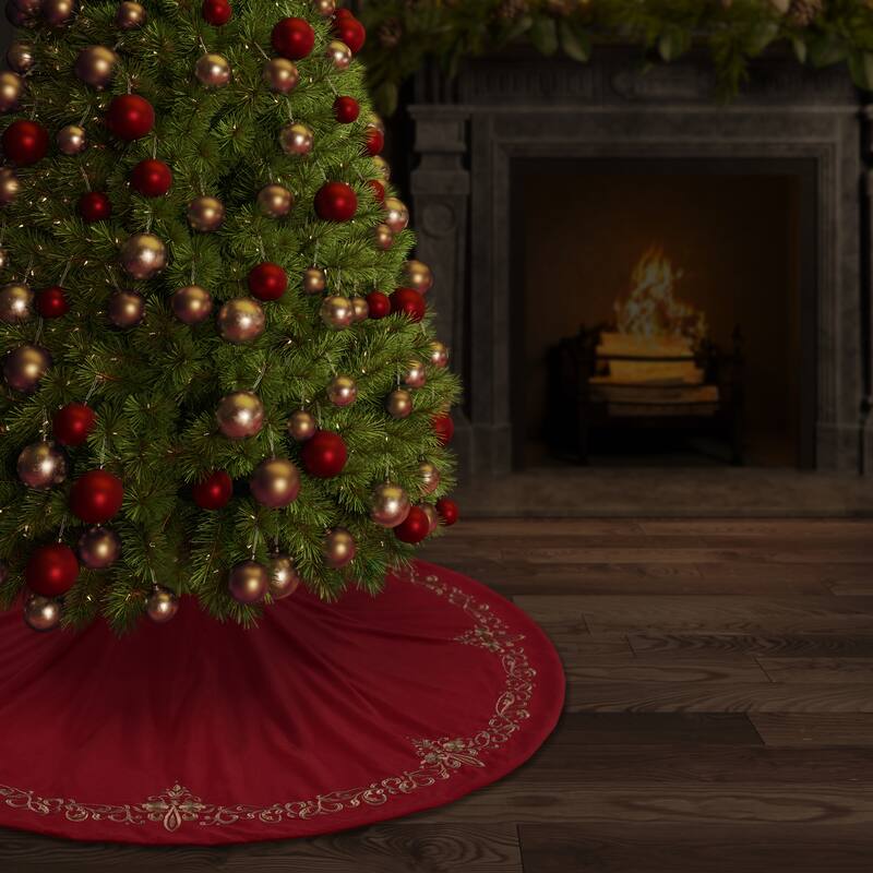 J. Queen New York Noelle Christmas Tree Skirt - Crimson