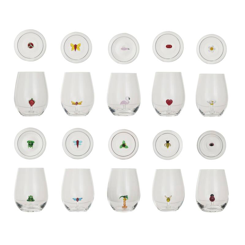 Stemless Wine Glass Set - 3.5"L x 3.5"W x 4.8"H - Clear - Set of 10 - 3.5"L x 3.5"W x 4.8"H