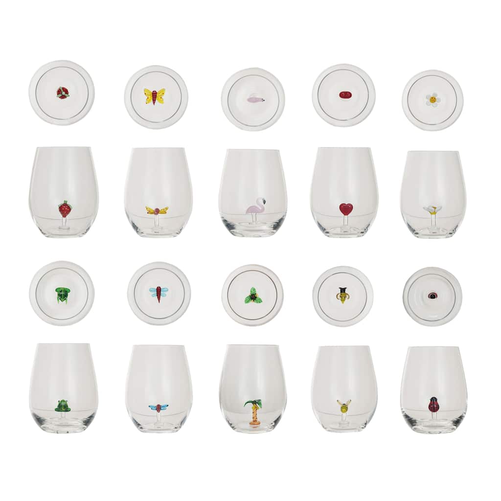 Stemless Wine Glass Set - 3.5"L x 3.5"W x 4.8"H