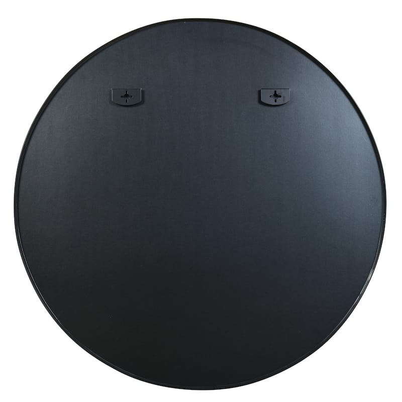 39" Metal Framed Round Mirror with Shatterproof Film and Hooks
