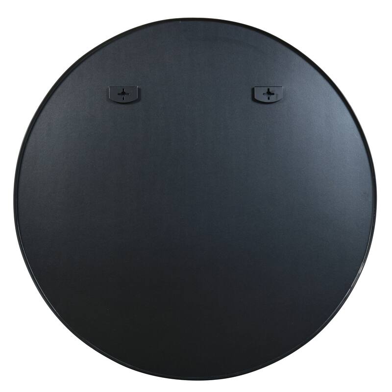 42" Metal Framed Round Mirror with Shatterproof Film and Hooks