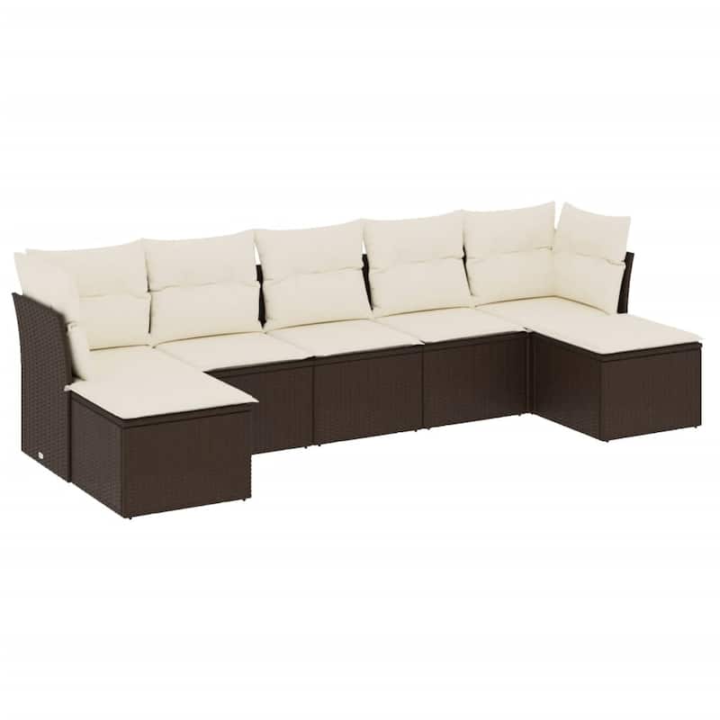 vidaXL Garden Sofa Set Brown, Cream White - 21.7 x 21.7 x 14.6