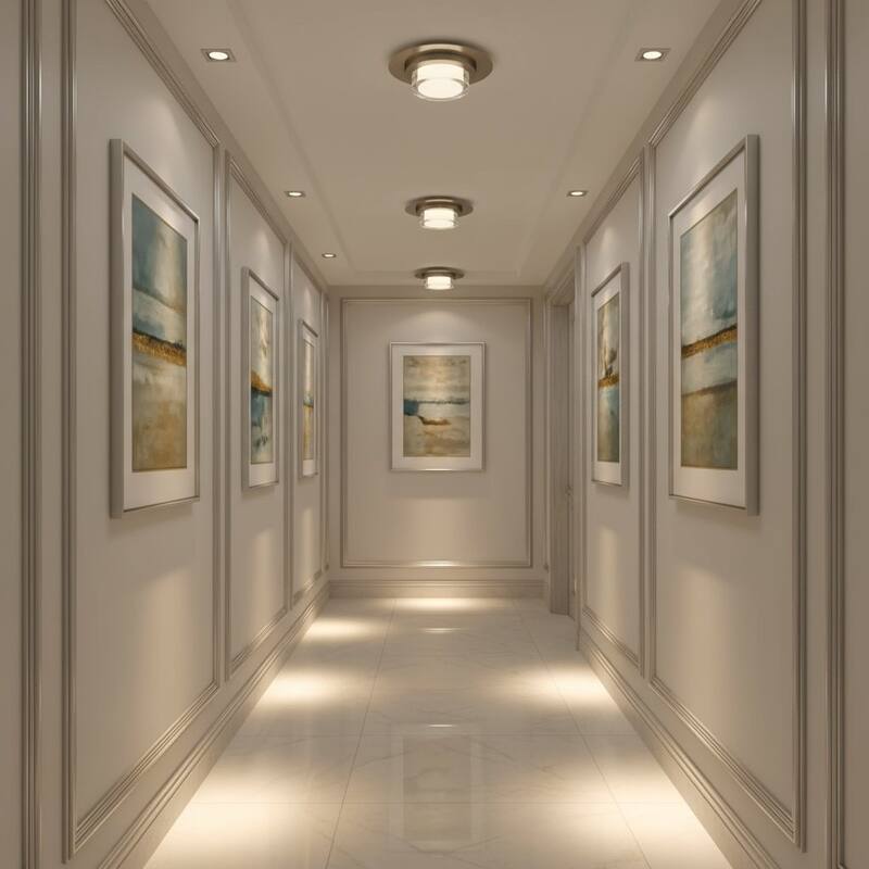 12 Inch Square LED Flush Mount Light Etched Acrylic Diffuser