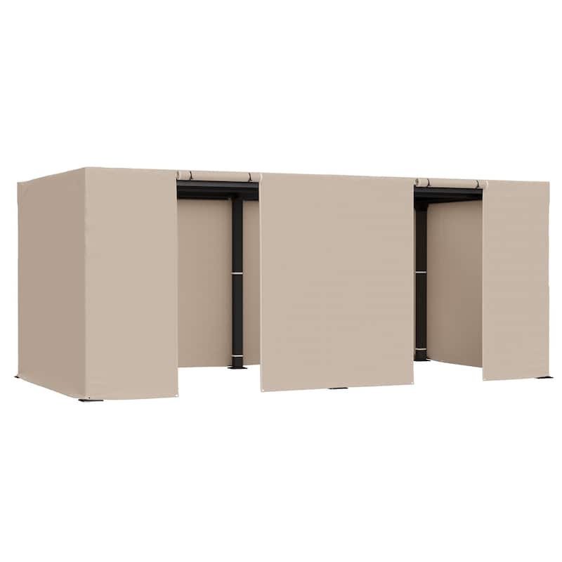 EROMMY Waterproof Pergola Winter Cover with Sidewalls, Mesh Windows and Roll-Up Door, All-Season Weather Enclosure