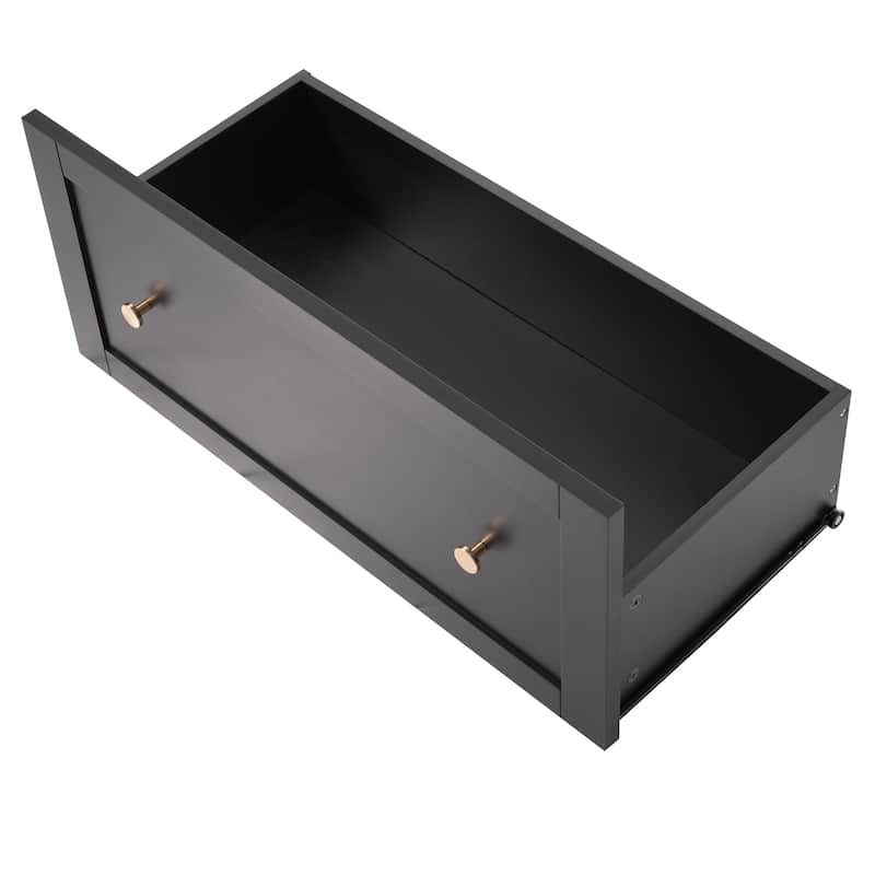 GDFStudio - Lilia Cabinet Modern MDF Freestanding Tall Storage 70.1 Inch with Glass Doors & Adjustable Shelves