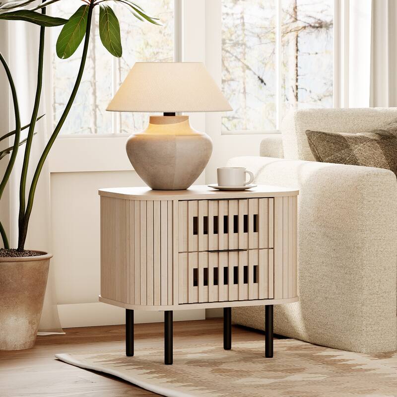 WAMPAT Fluted 2-Drawer Nightstand