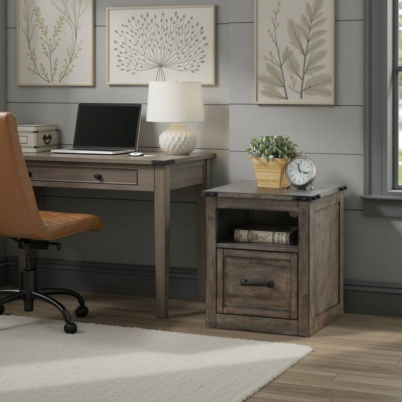 Bridgevine Home Storehouse One Drawer File, Smoked Grey Finish