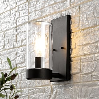 SAFAVIEH Lighting Lianne Outdoor Wall Sconce/Black - 5"W x 6"D x 10"H
