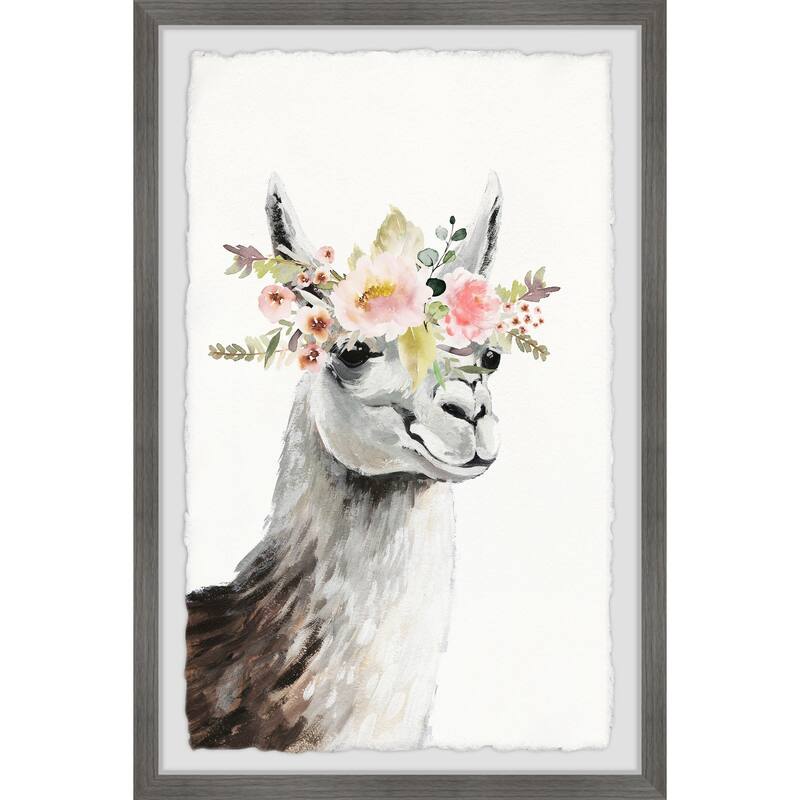 Llama Wall Art Print Framed Floral Painting Boho Home Decor