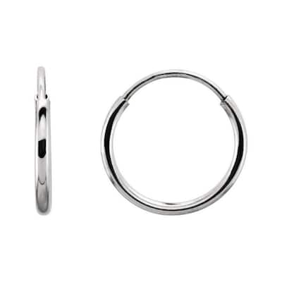 Curata 14k White Gold 10mm Polished Endless Hoop Earrings