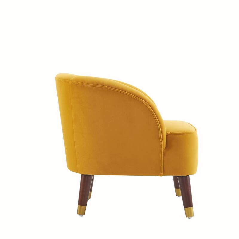 Velvet Barrel Chair With Wooden Legs