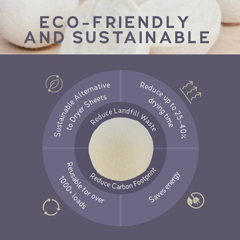 Lincove 100% Organic Wool Dryer Balls - Reusable & Durable, Efficient Drying