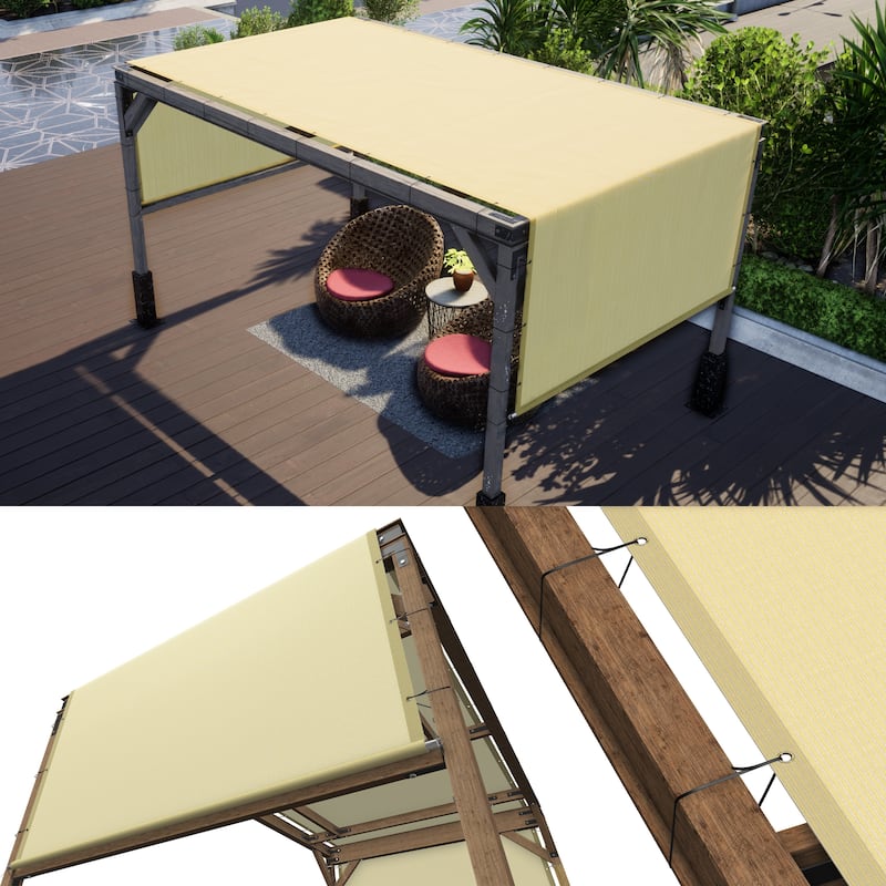ColourTreeUSA 20 ft Length Pergola Cover Canopy Fabric Sun Shade Cloth 95% UV Block with Stainless Steel Weighted Rods
