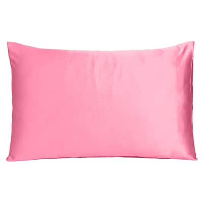 HomeRoots Pink Rose Dreamy Set Of 2 Silky Satin King Pillowcases