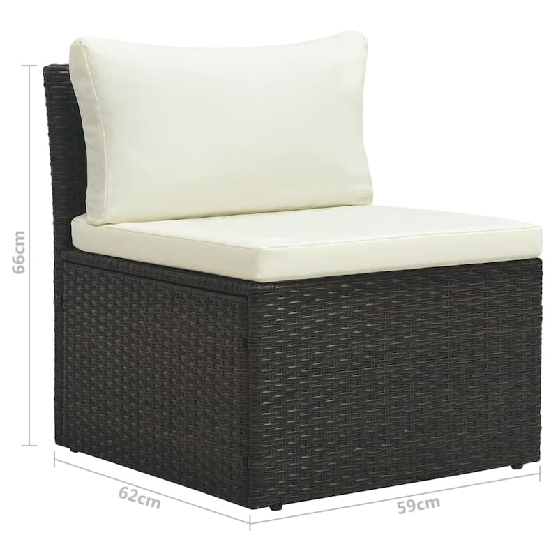 vidaXL Patio Lounge Set Garden Outdoor Sofa with Cushions 4 Piece PE Rattan - 70.9" x 24.8" x 26"