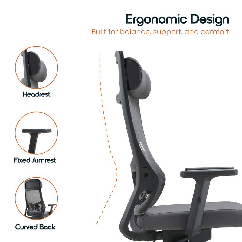 Dale Adjustable Swivel Mesh Back Office Executive Desk Chair with Arms & Padded Seat for Home Office or Conference Room