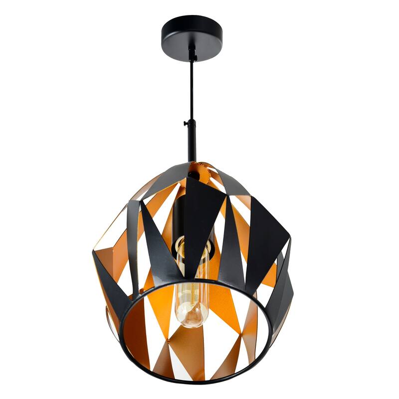 Oxide 1 Light 16in Black & Copper Down Pendant - Black/Copper