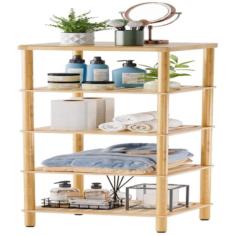 Bamboo Bathroom Shelf - 5 Tier - Natural